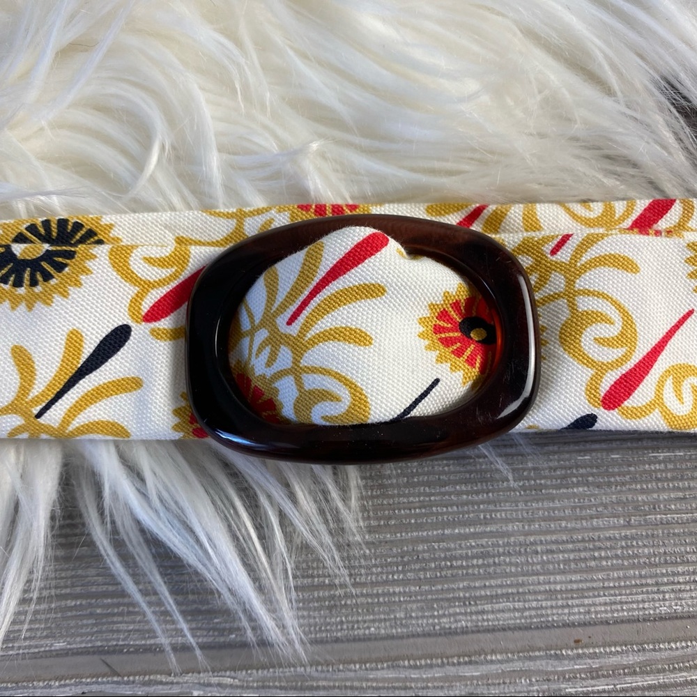 J. Crew • Floral Belt with Tortoise Buckle